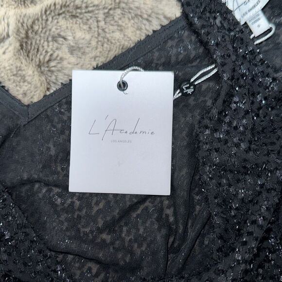 L’Academie see through cold shoulder long sleeve glitter blouse | Sz S, NWT - Picture 6 of 7